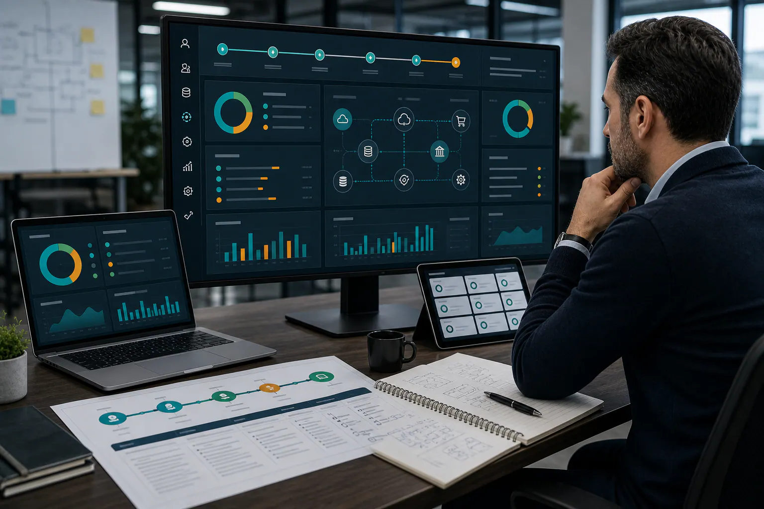Dashboard de implementación de Máquina de Venta con adopción, calidad de datos, integraciones, automatización, pipeline e inteligencia comercial