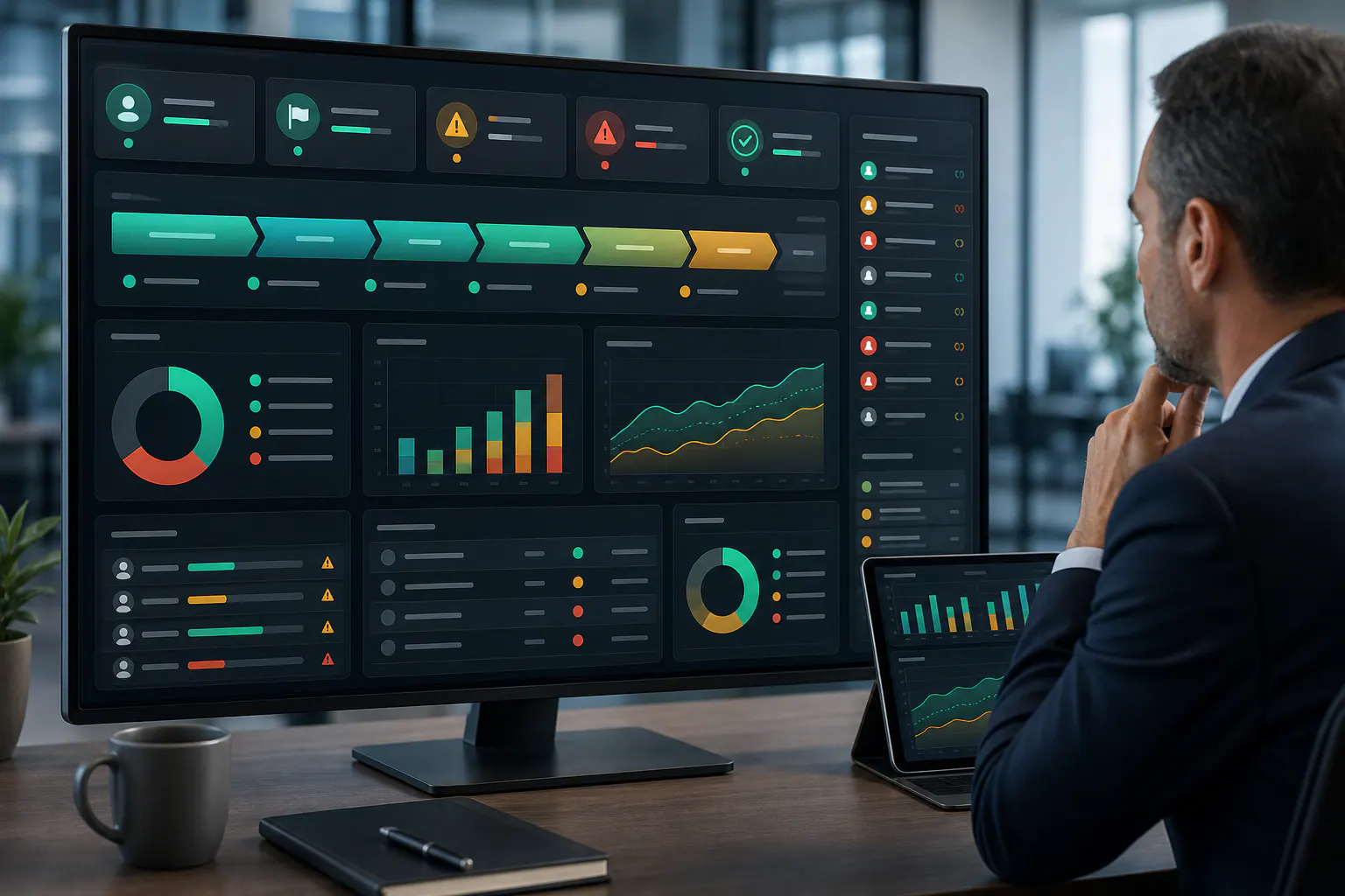 Dashboard de seguimiento de oportunidades comerciales con alertas de riesgo, edad de oportunidad y próxima acción