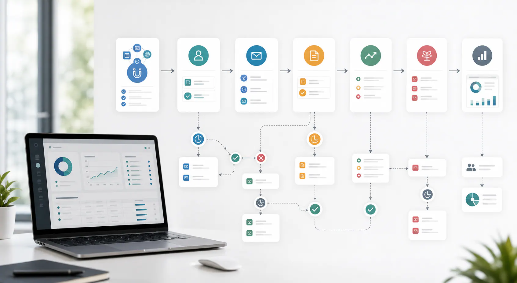Flujos automatizables del proceso comercial Flujos para automatizar proceso comercial con lead, asignación, recordatorios, cotización, seguimiento y reporte