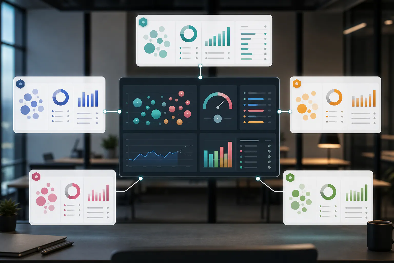 Inteligencia comercial para mercados B2B Dashboard de inteligencia comercial B2B con segmentos de mercado, oportunidades, forecast y prioridades de seguimiento