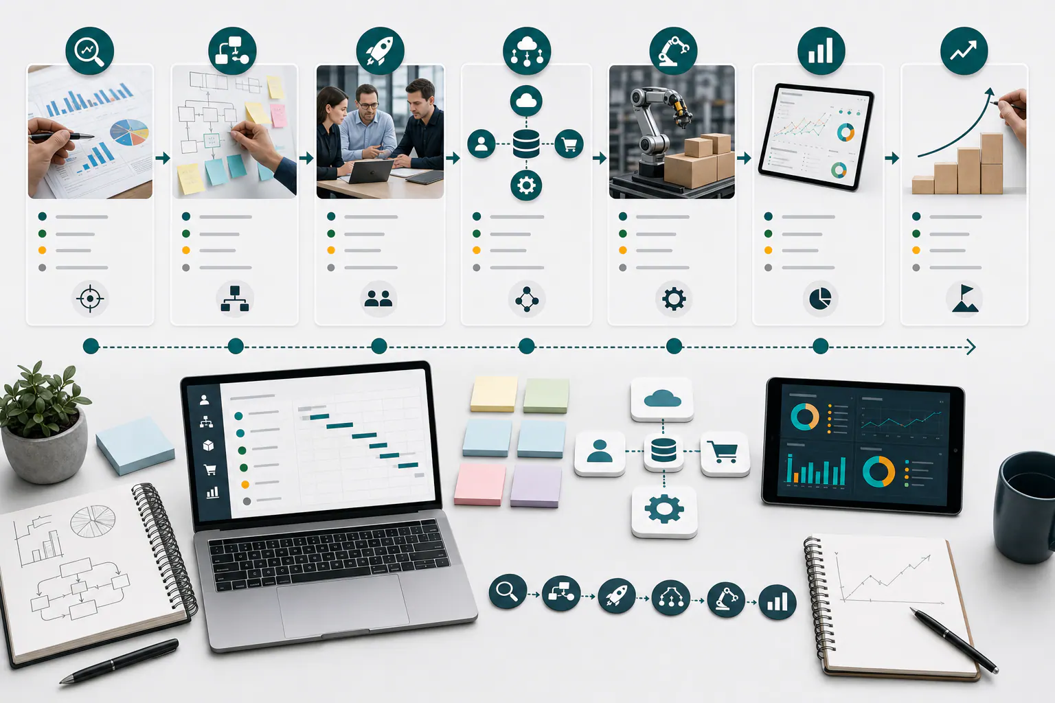 Roadmap de implementación comercial B2B Roadmap de implementación comercial B2B con diagnóstico, diseño, piloto, integración CRM ERP ecommerce, automatización, medición y escalamiento