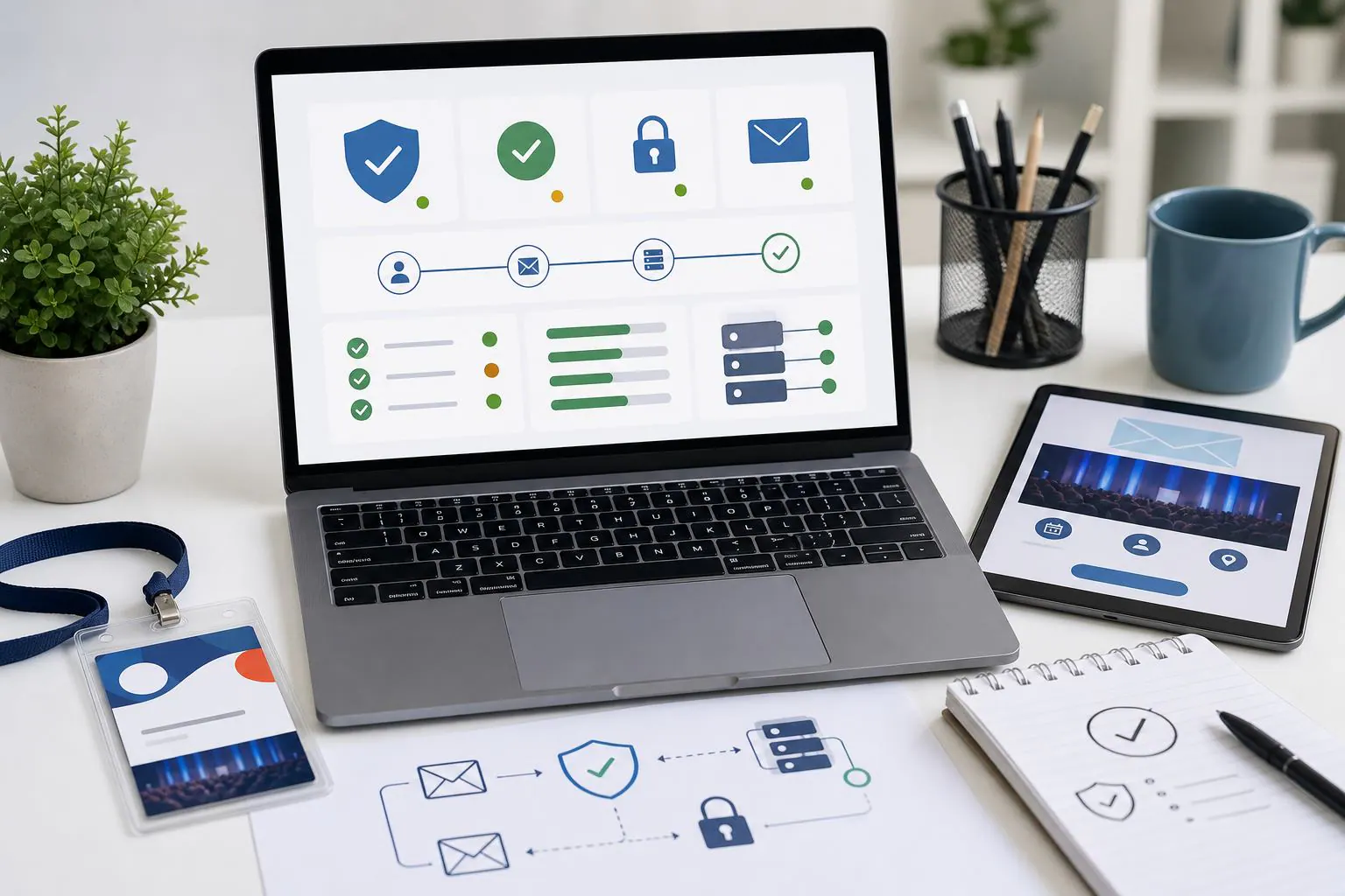 Autenticacion de dominio para correos de eventos Configuracion de autenticacion de dominio para correos de eventos con iconos de seguridad