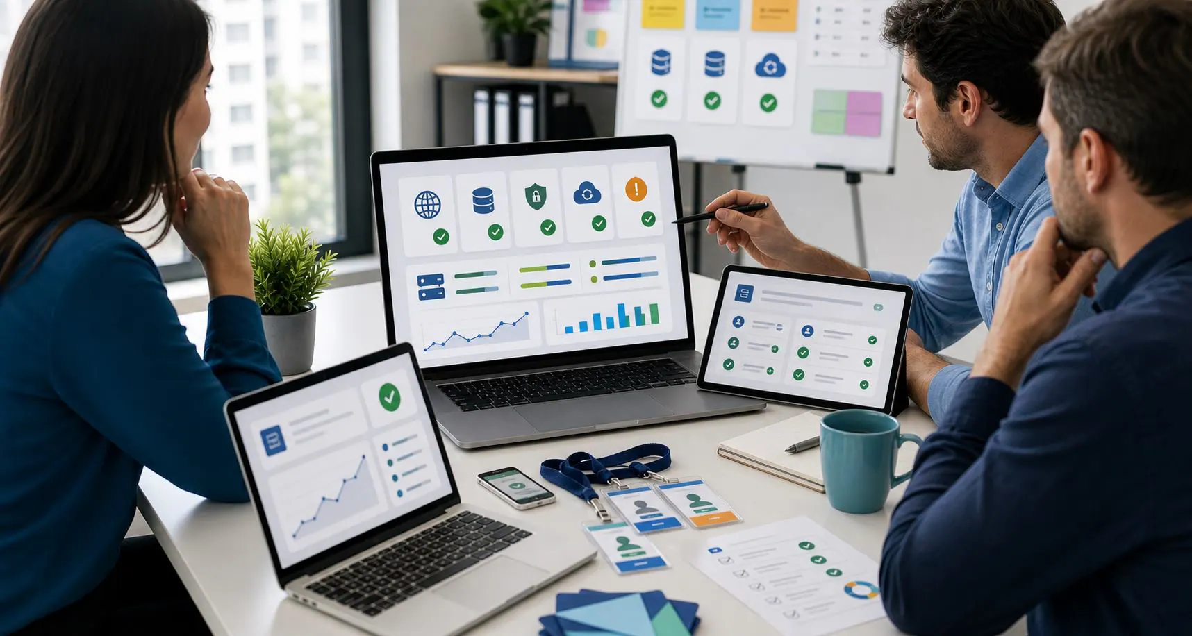 Continuidad tecnica para eventos y respaldo de datos Equipo monitoreando continuidad tecnica de sitio base de datos y registros de un evento