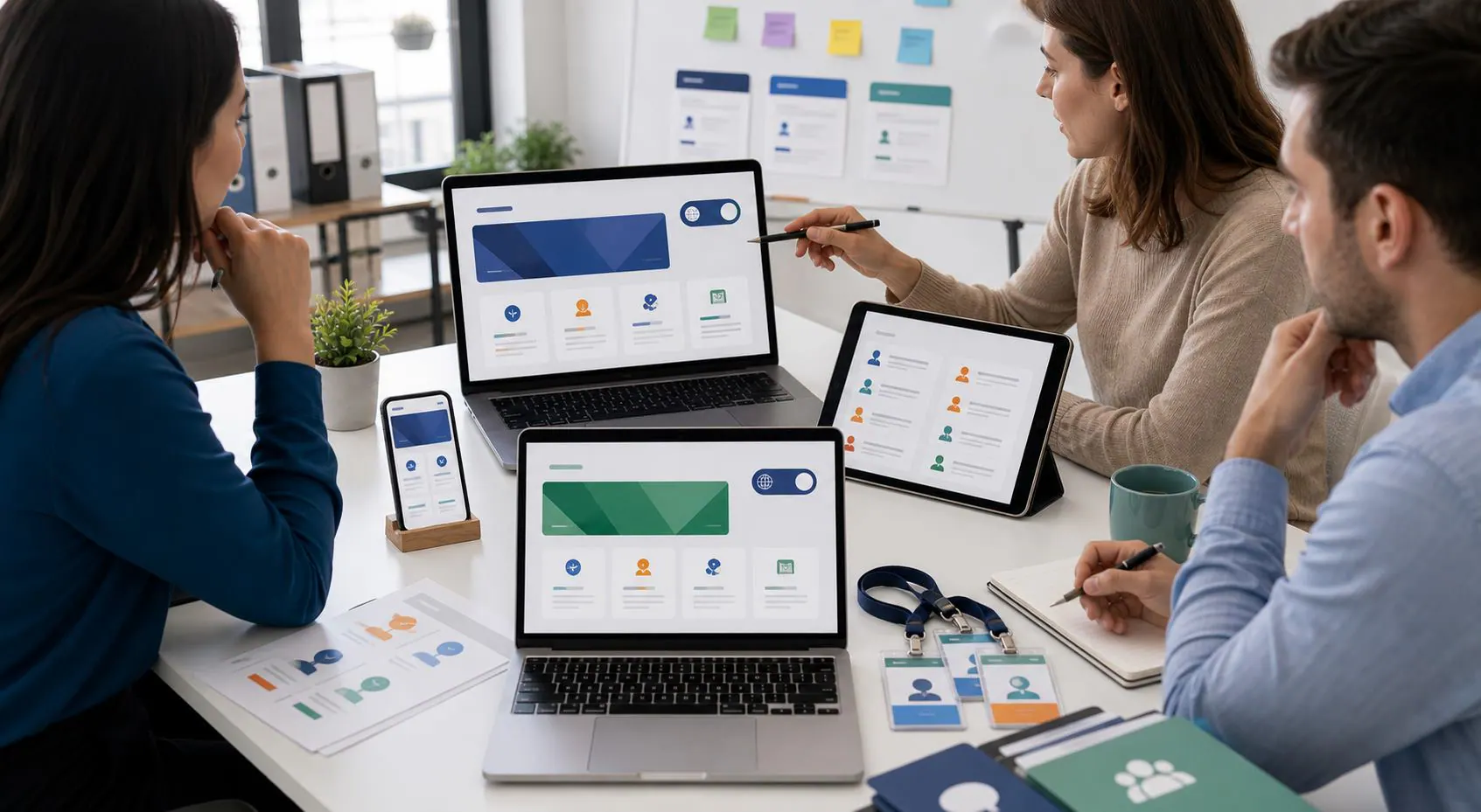 Eventos multidioma y publicos distintos con comunicaciones segmentadas Equipo coordinando sitio multidioma y comunicaciones segmentadas para un evento