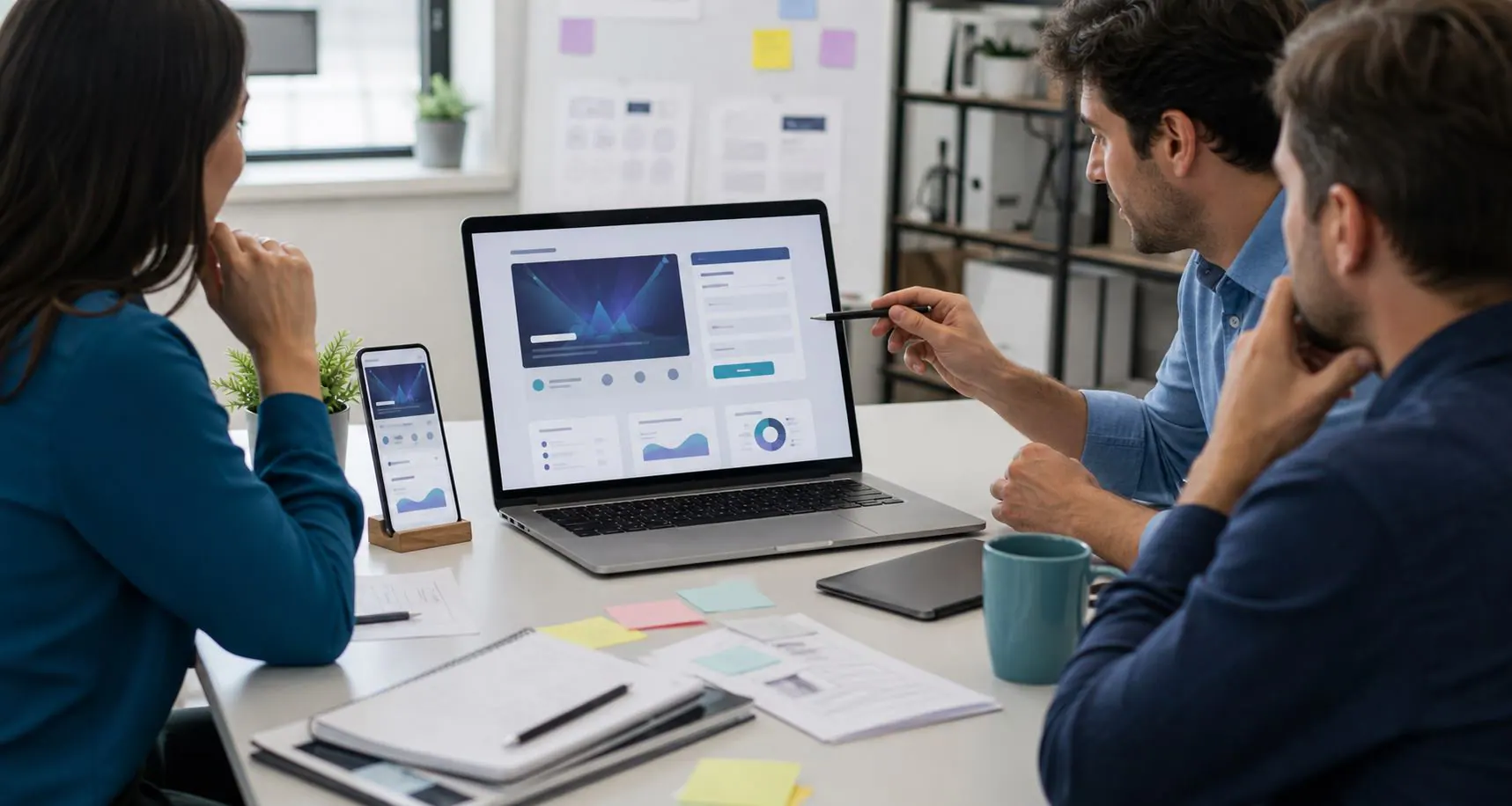 Landing pages para eventos que convierten visitas en inscripciones Equipo revisando una landing page de evento para mejorar conversion de inscripciones